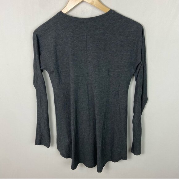 Lululemon Acadian Long Sleeve Top Heathered Pitch Grey‎ Size 4 Pima Cotton Tee - Picture 7 of 10